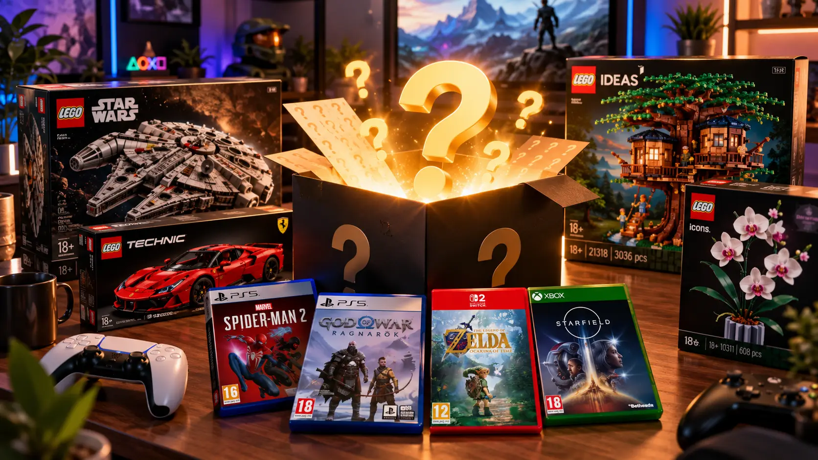 Mysteriebox vol game- en LEGO-prijzen