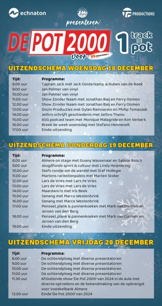 uitzendschema de pot 2000 van 2024 echnaton fm