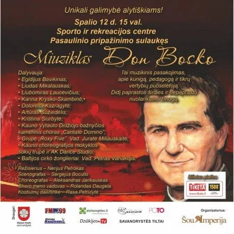 alytausgidas don bosko pasaulyje pripa intas miuziklas premjera lietuvoje spalio 12 d alytuje