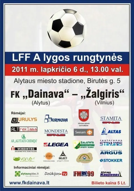 alytausgidas fk dainava zalgiris lapkricio 6d 13val1
