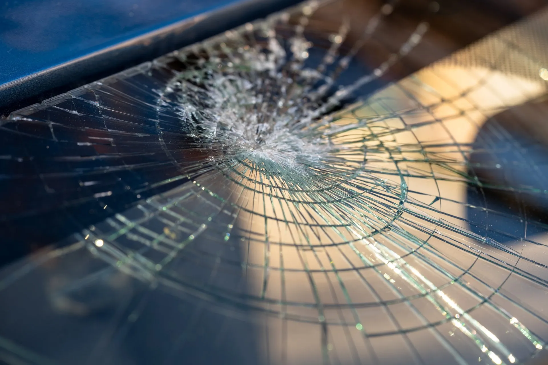 broken windshield car with cracks car accident selective focus