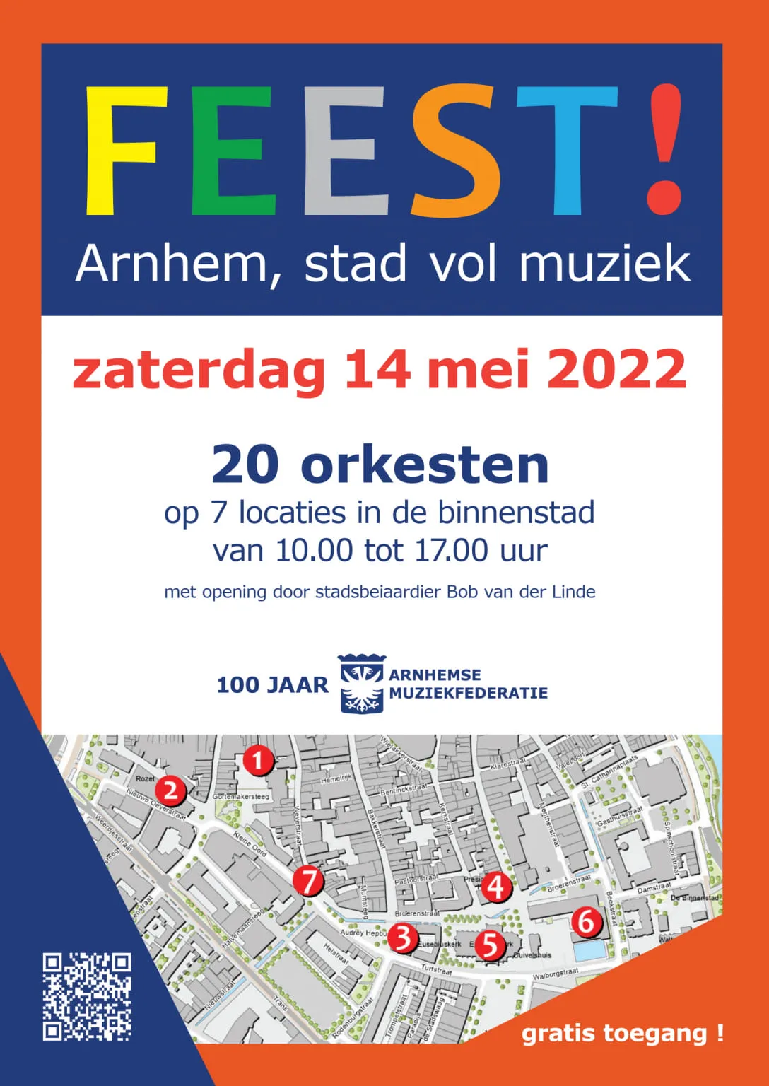 aankondiging 100 jaar arnhemse muziekfederatie