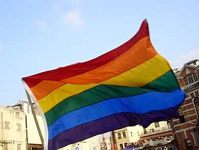 flying rainbow flag at taiwan pride 20041106wikipedia