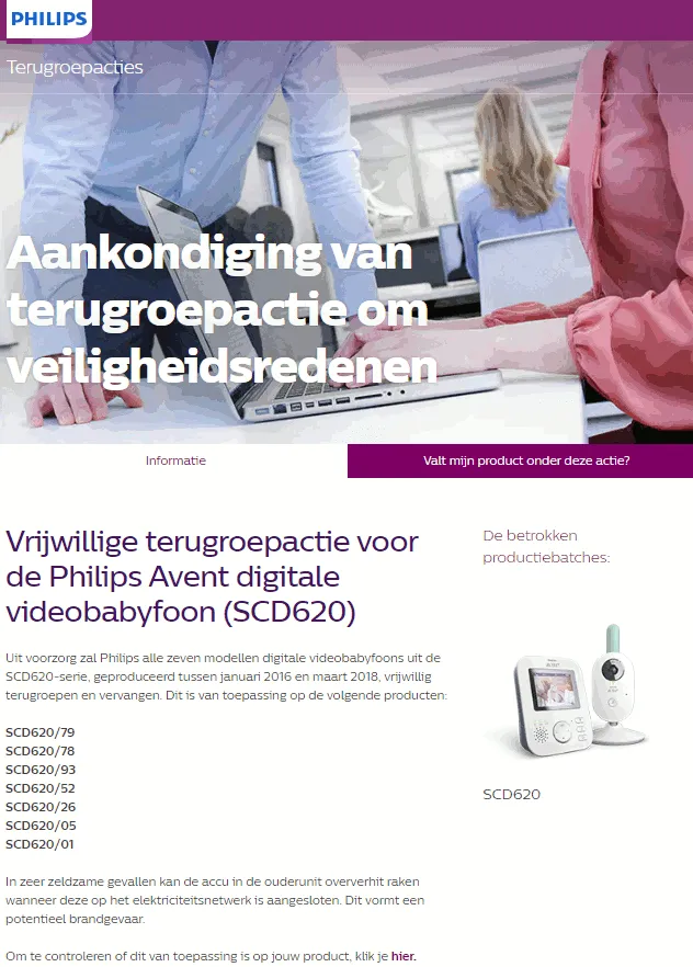 recall philips avent babyfoon