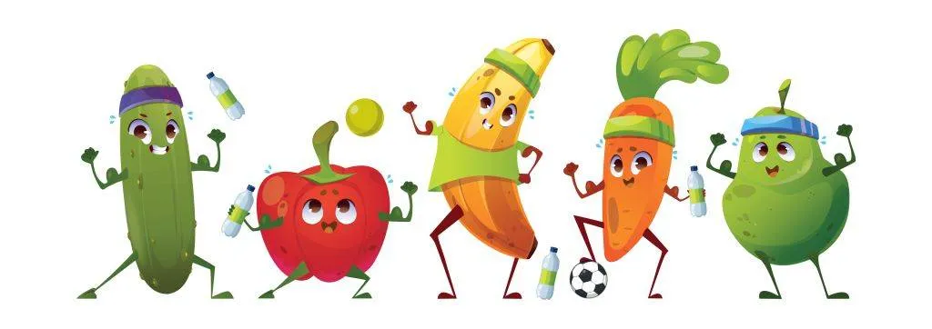 Sporthelden met spierballen op een rij JOGG