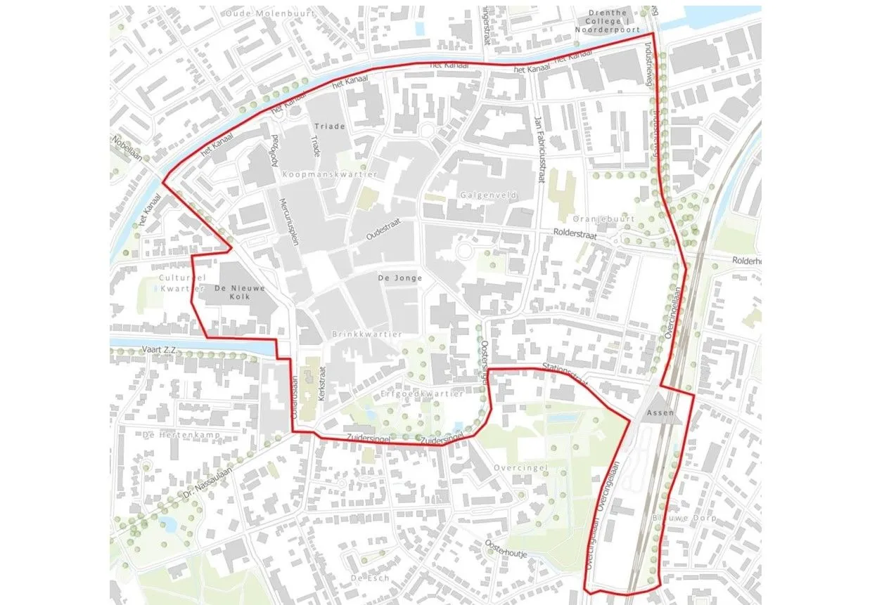 kaart veiligheidsrisicogebied assen