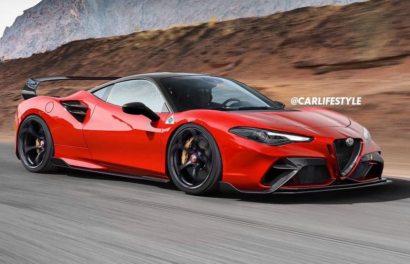 alfa romeo supercar motore centrale render