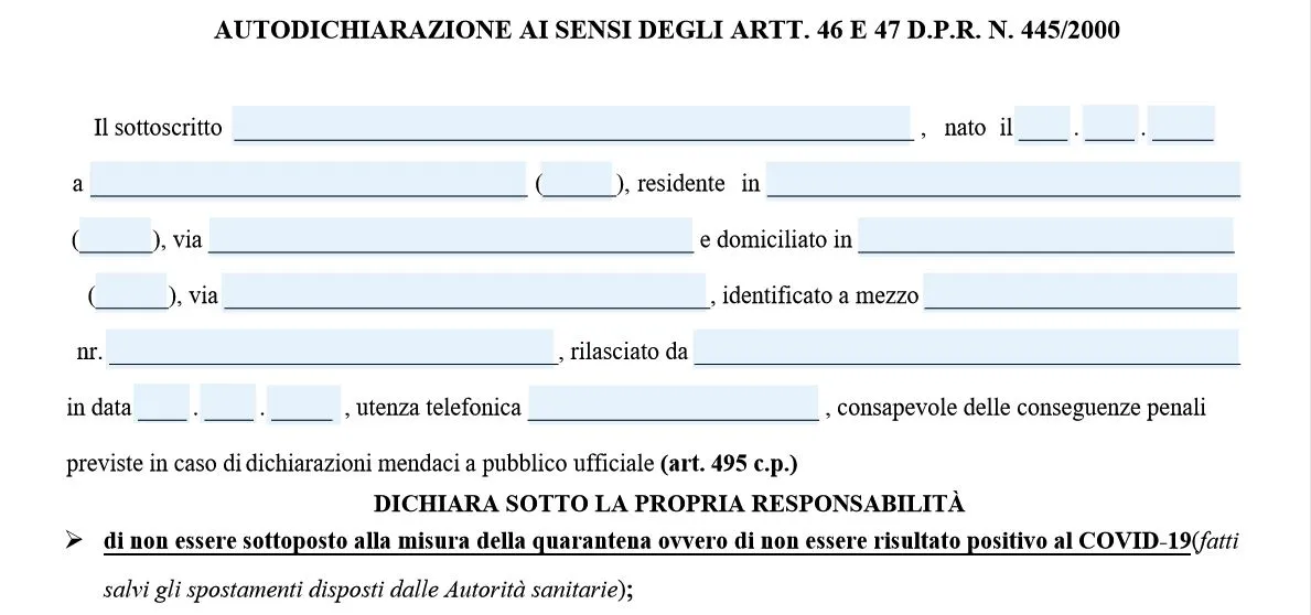 autocertificazione foto
