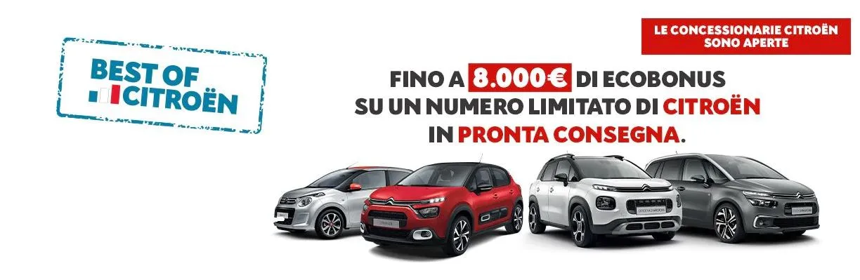 best of citroen fino a 8000 euro di ecobonus su un numero limitato di citroen in pronta consegna