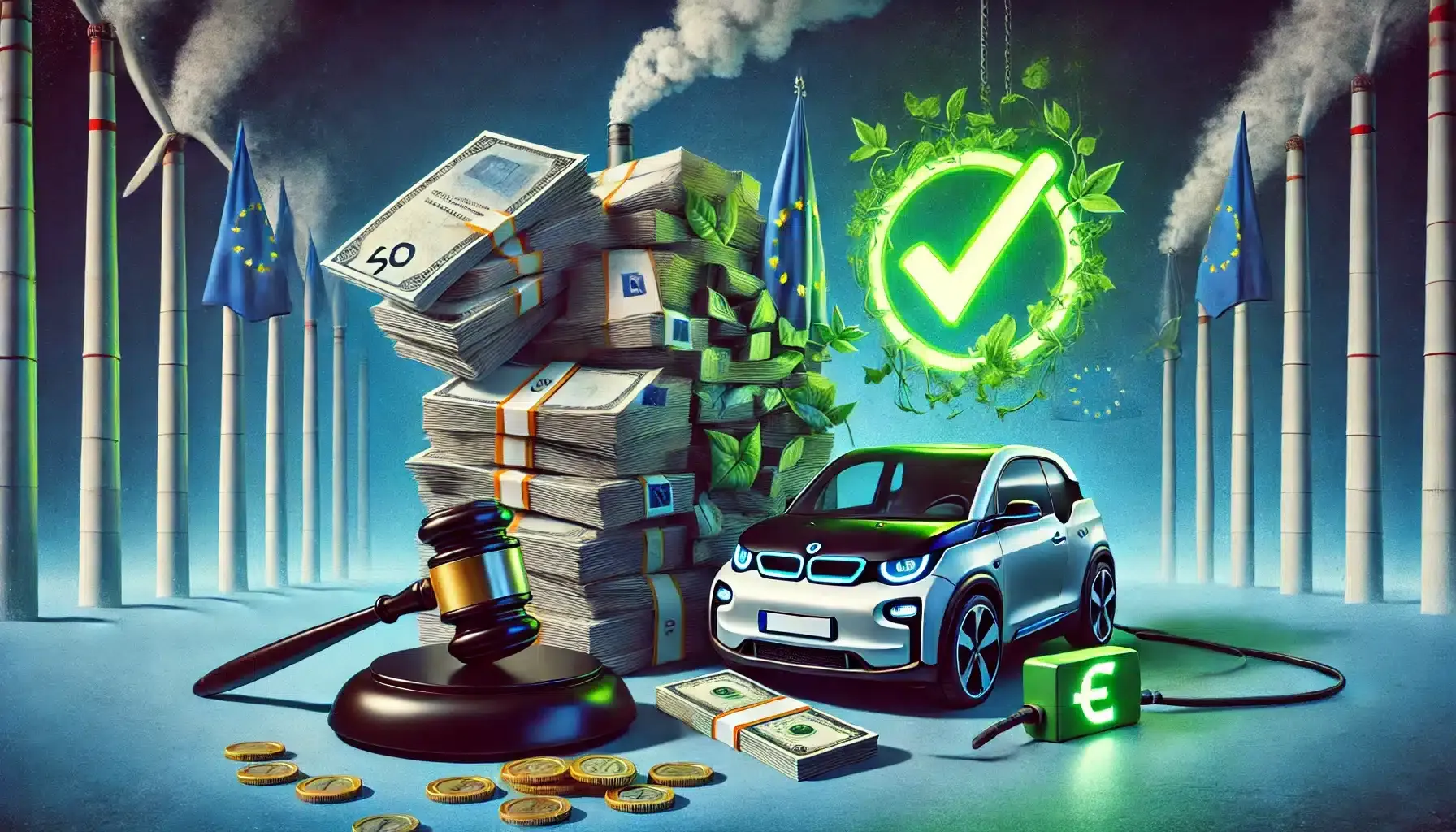 dalle 2025 02 14 000523 a symbolic representation of the european unions dilemma about car industry policies the image focuses on two large contrasting elements on one sid