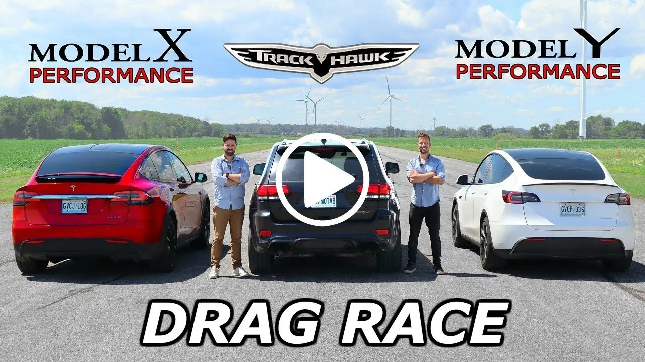 drag race jeep vs tesla