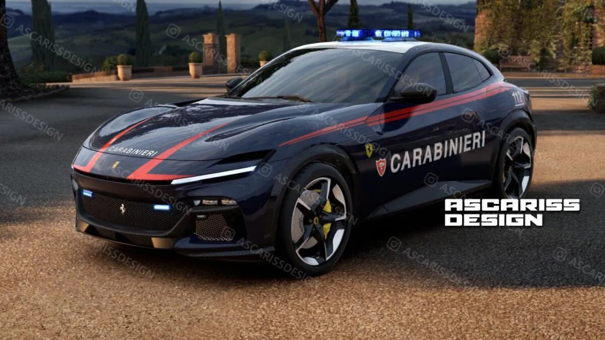 ferrari purosangue rendering carabinieri