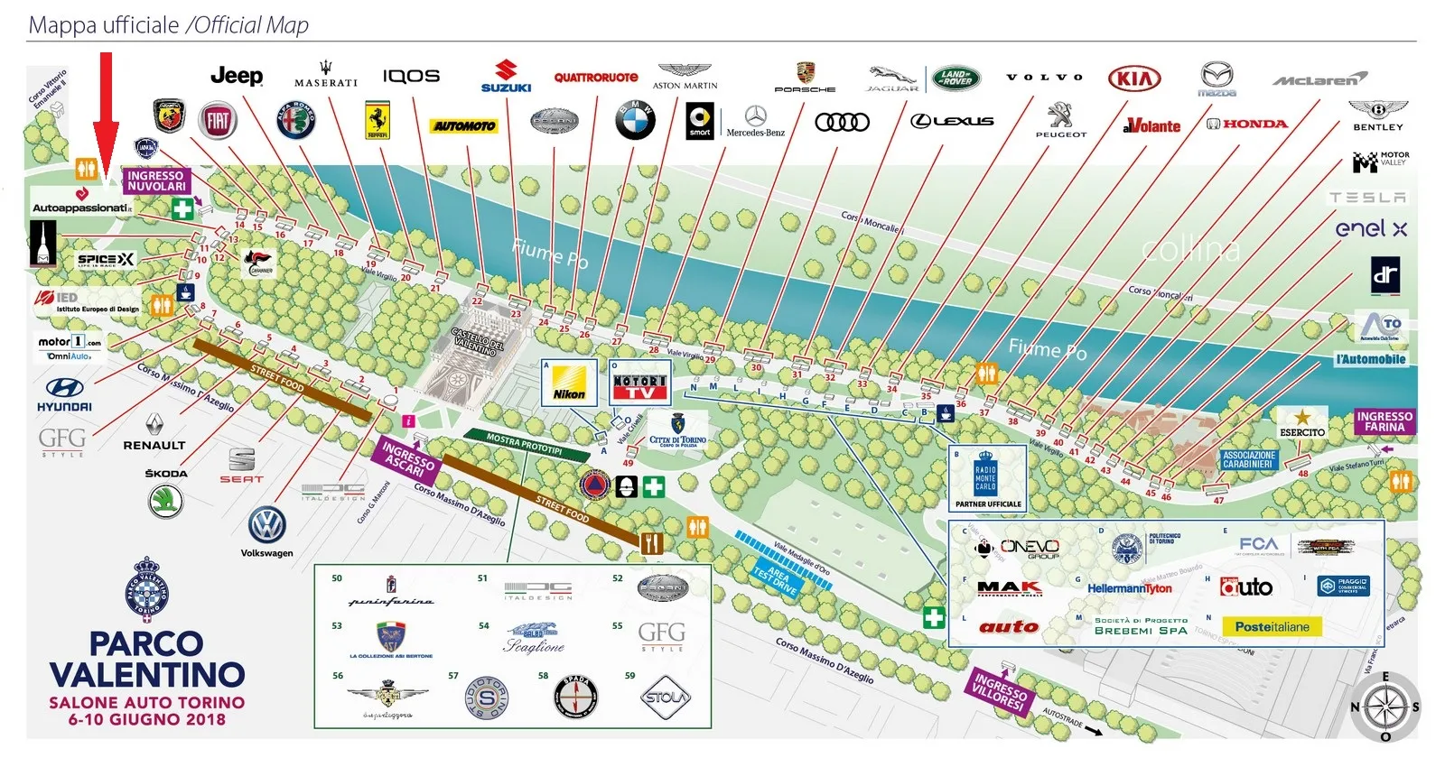 mappa parco valentino 2018