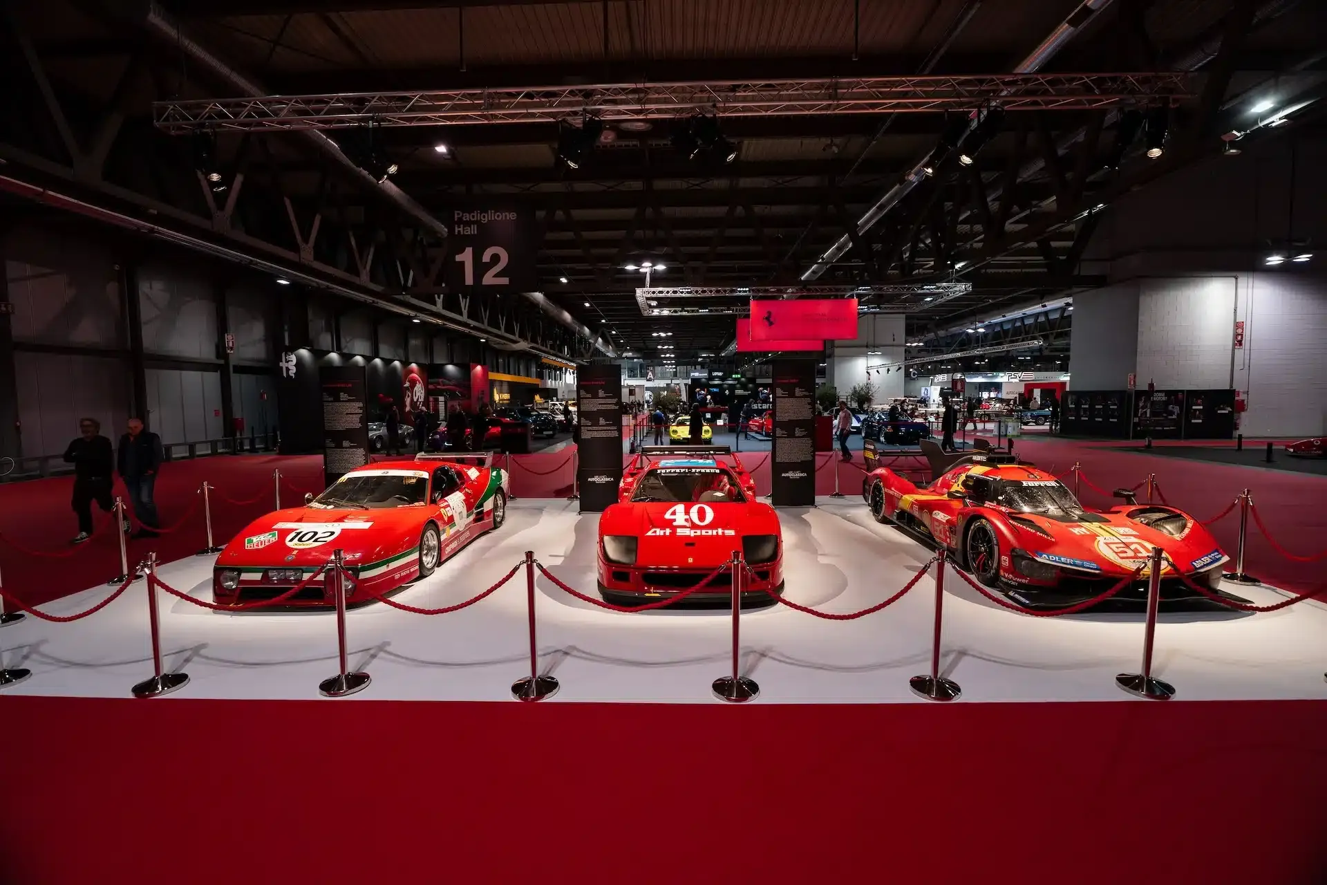 milano autoclassica 2024 ferrari f40 512 bb lm e 499p lm