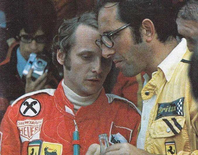 niki lauda mauro forghieri gp spagna 1975
