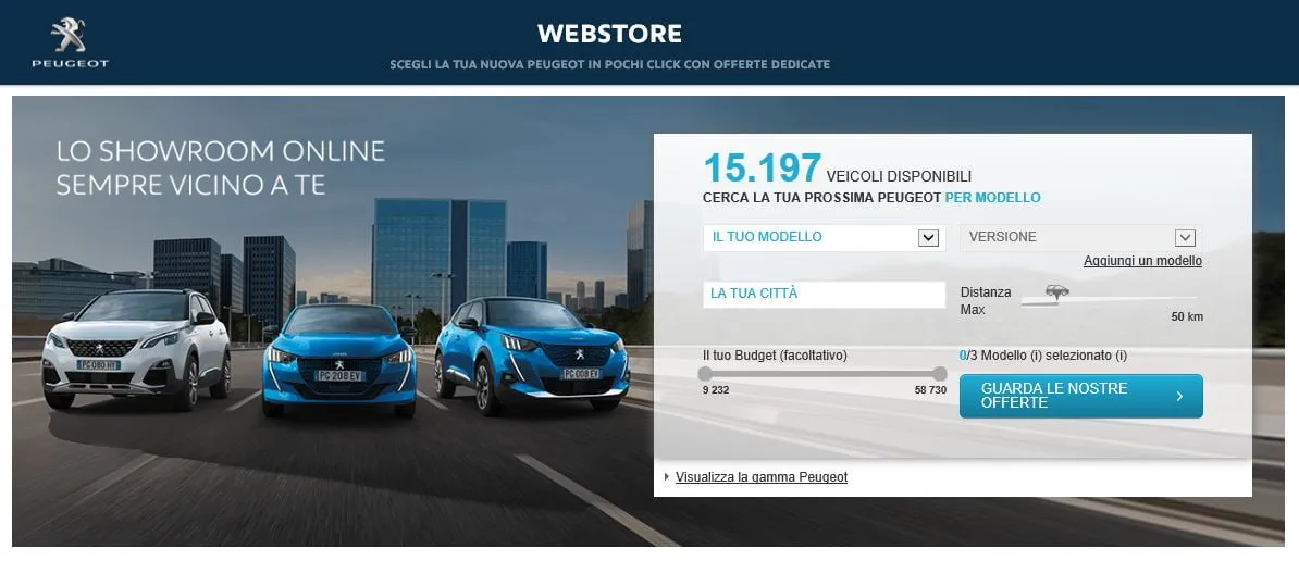 peugeot webstore come funziona