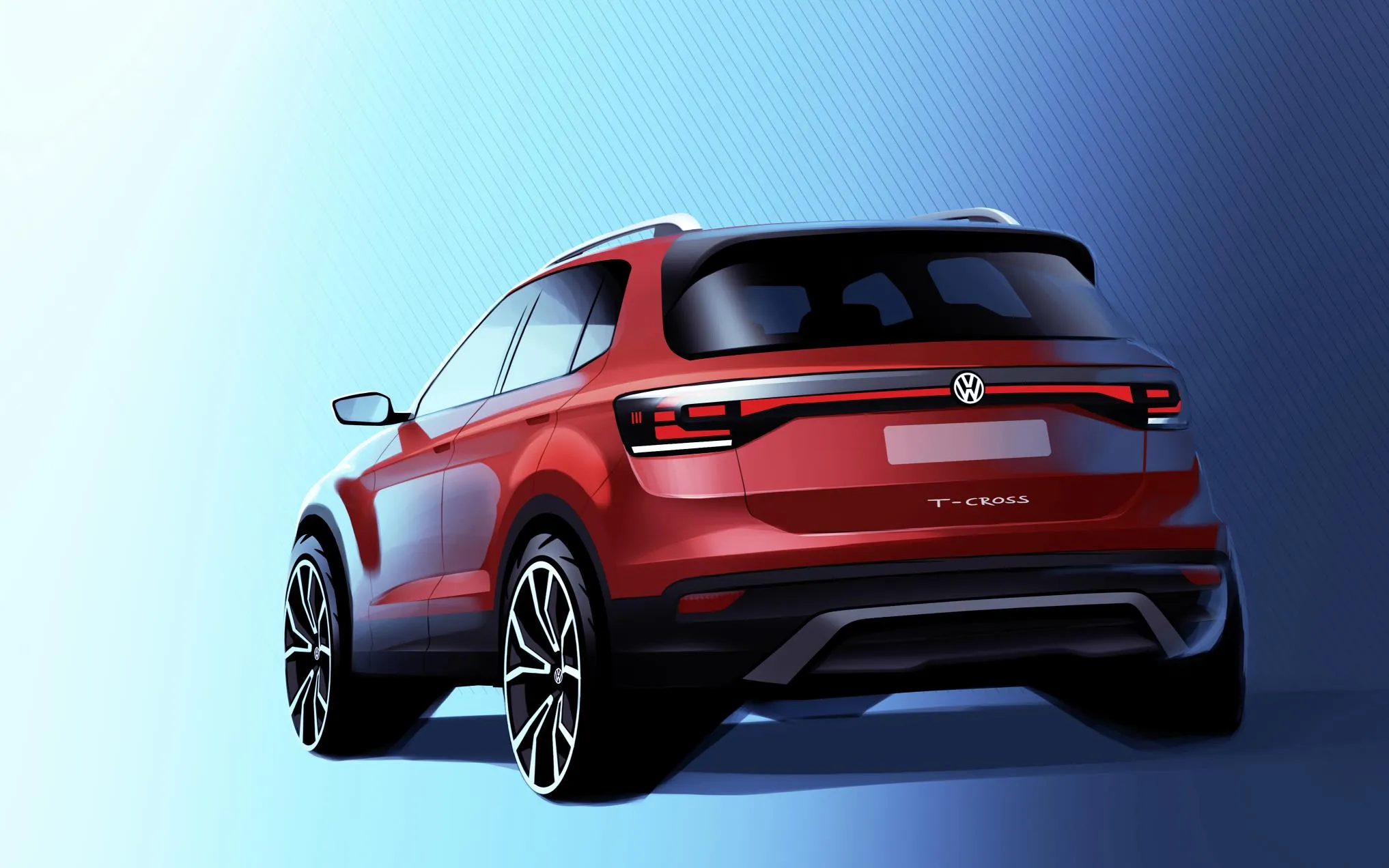 the all new volkswagen t cross design sketch