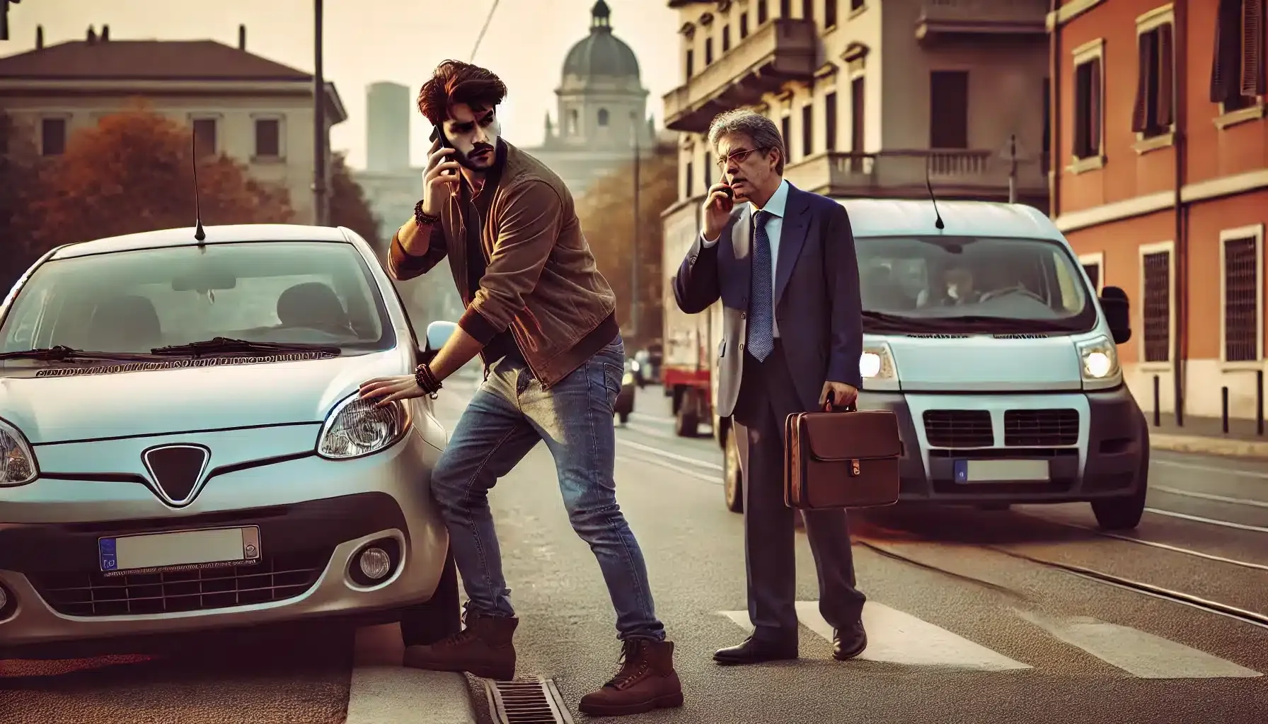 una truffa con auto per strada