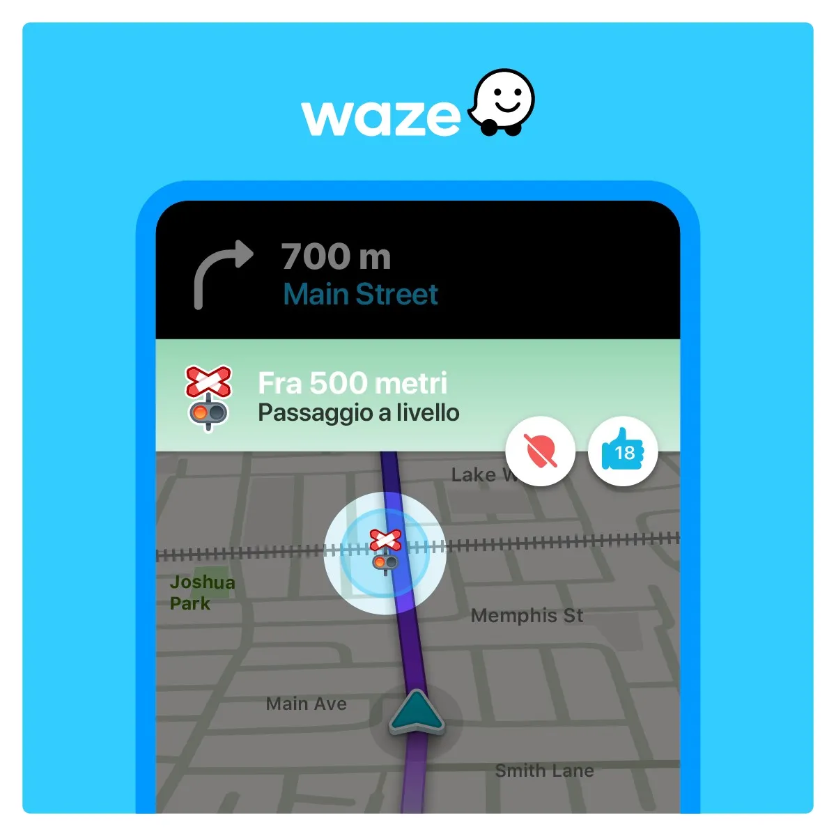 waze avviso passaggio a livello