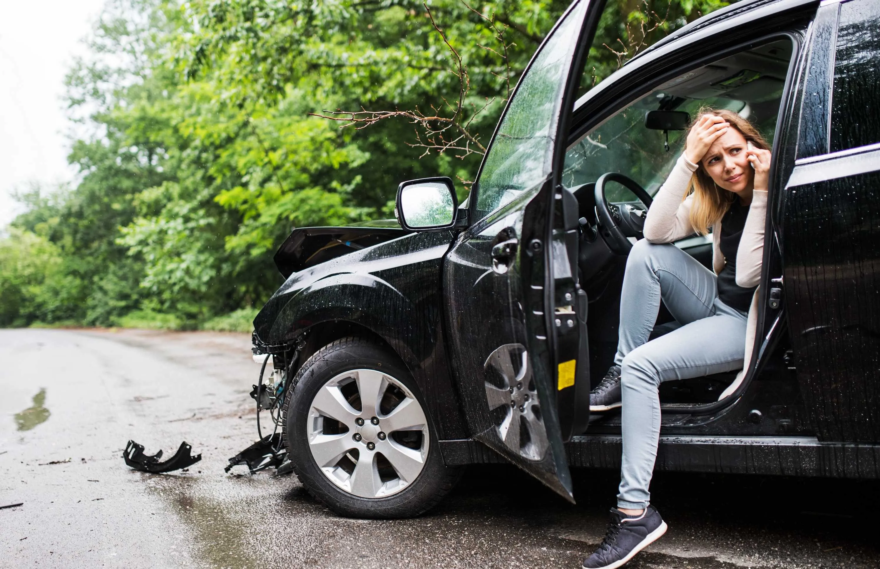 young woman car accident