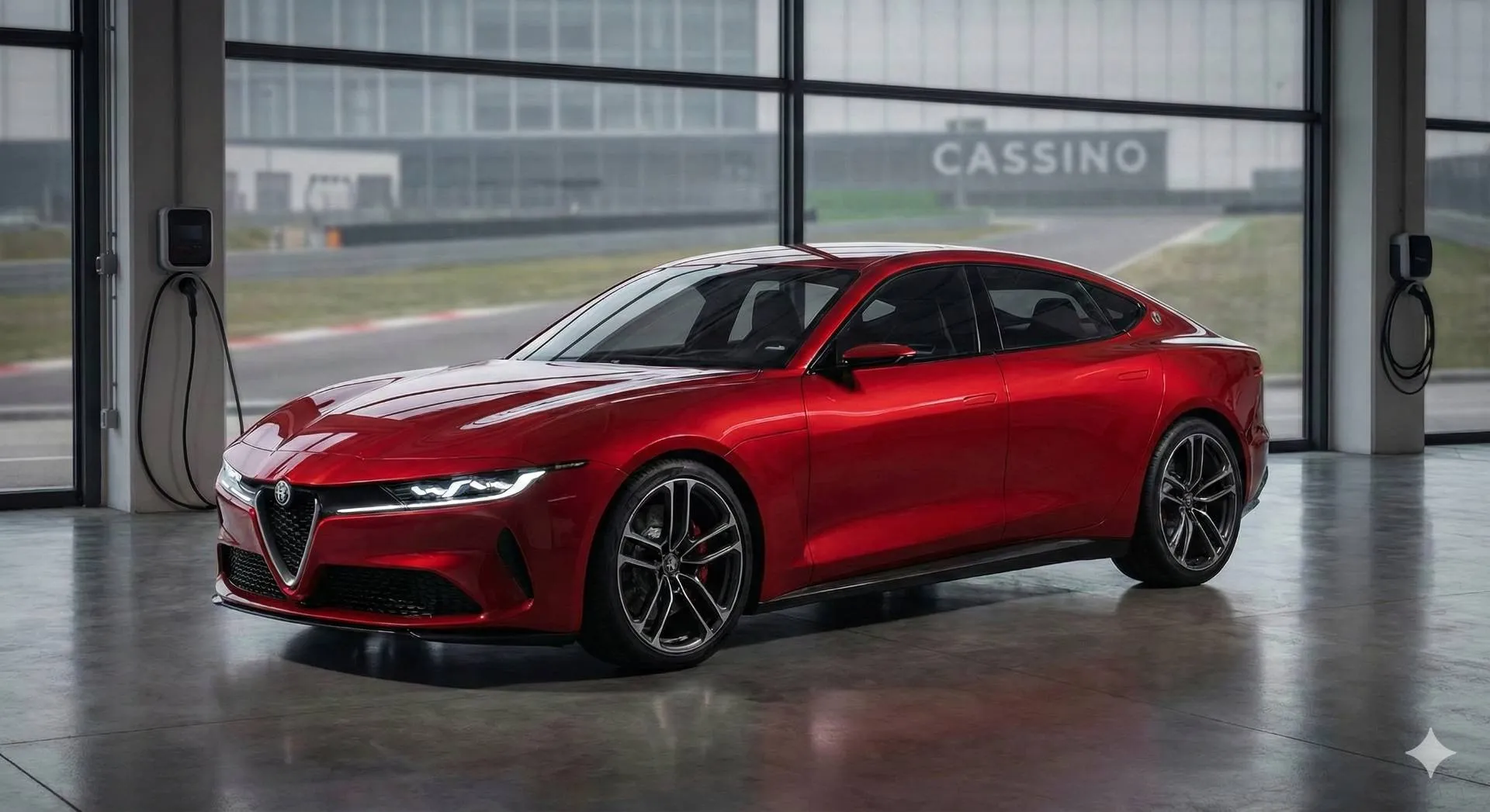 Alfa Romeo Giulia render della prossima generazione creato con IA di Gemini, ma rispettando quelli che sono i canoni della vettura che arriverà sul mercato