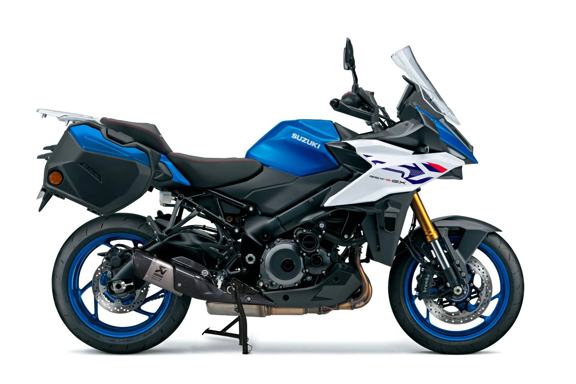 suzuki gsx-s1000-gx in versione top e con colorazione bianca e blu di lato