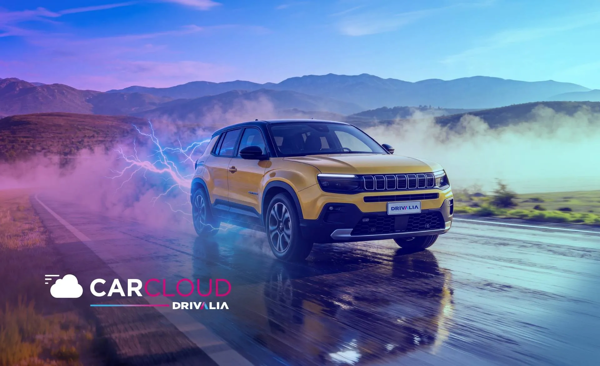 carcloud-electric jeep avenger in primo piano di colore giallo
