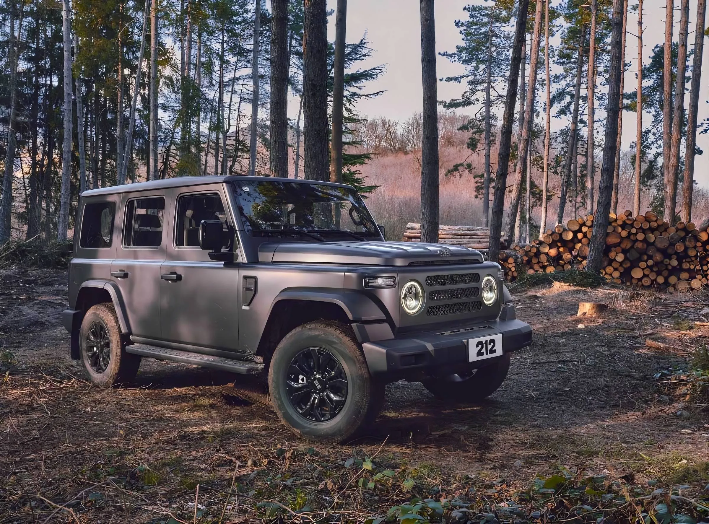 EMC 212 ambientata_013 nel bosco con vettura di colore grigio