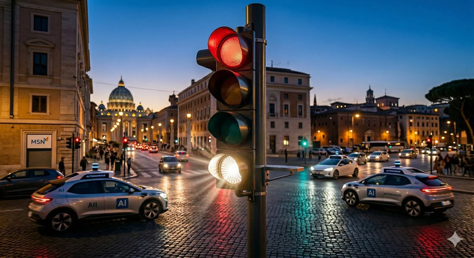 A Roma è partita la sperimentazione per la quarta luce semaforica che dialoga con le auto a guida autonoma per snellire il traffico