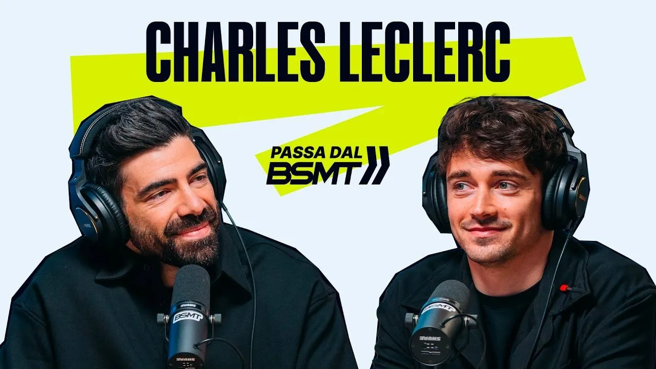 copertina di un video di youtube con a sinistra gazzoli e a destra leclerc