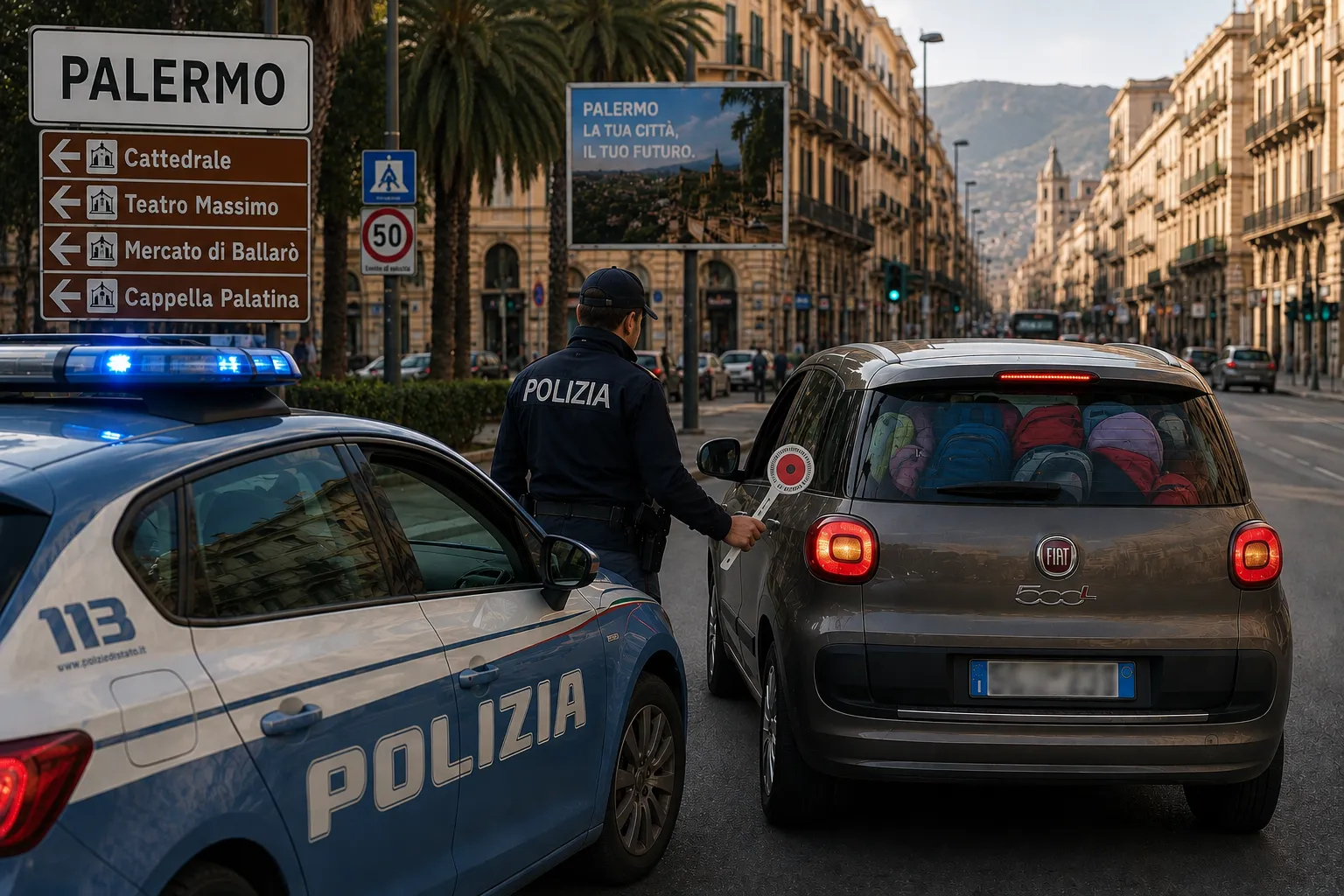 Immagine di un posto di blocco generata con ChatGPT