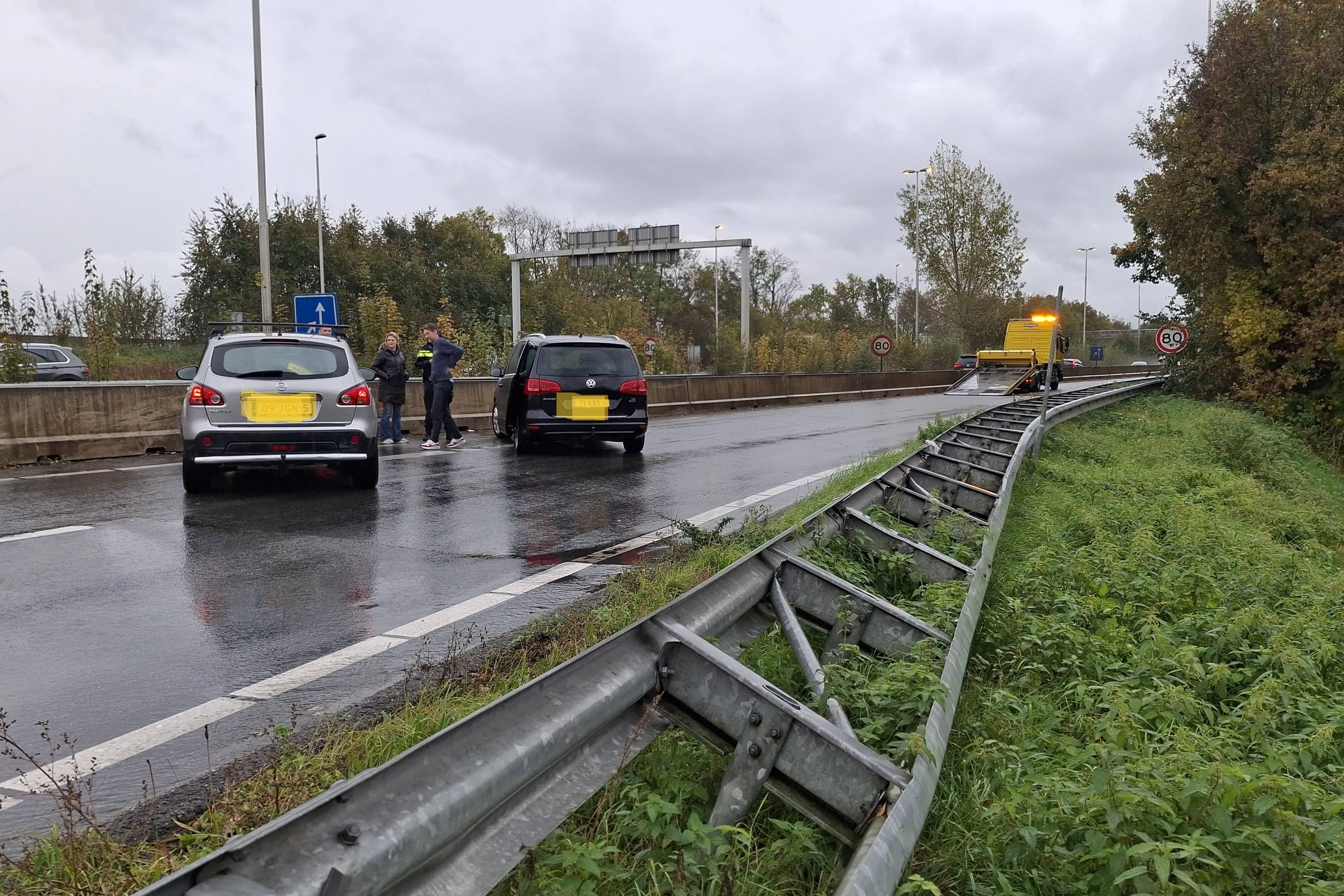 A1 ongeval bij oprit