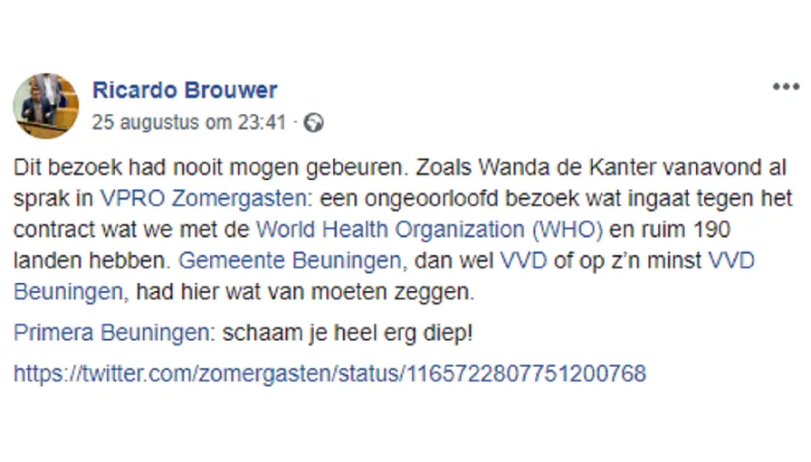 facebookpost ricardo brouwer