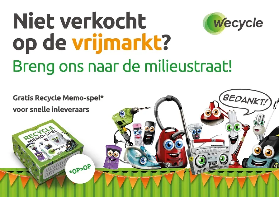 lever in en krijg een gratis wecycle recycle memo spel op de milieustraat