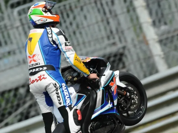 claudio corti wheeling win monza