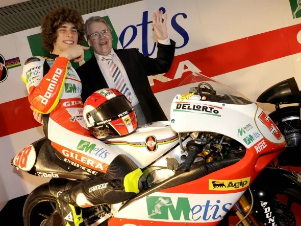 marco simoncelli with geoff duke
