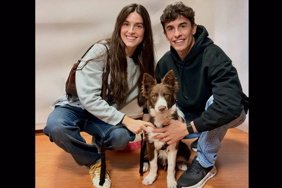 Marc Marquez e Gemma con il nuovo cagnolino