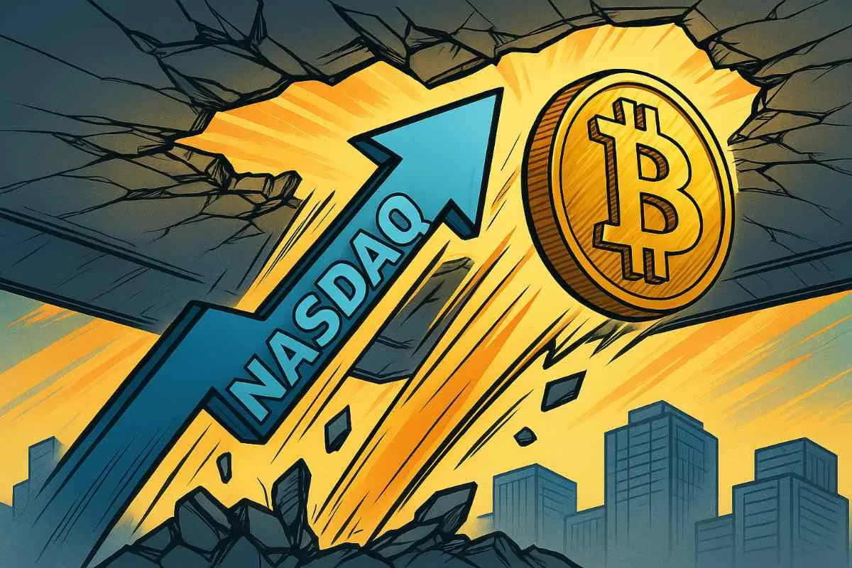 Nasdaq en Bitcoin die stijgen
