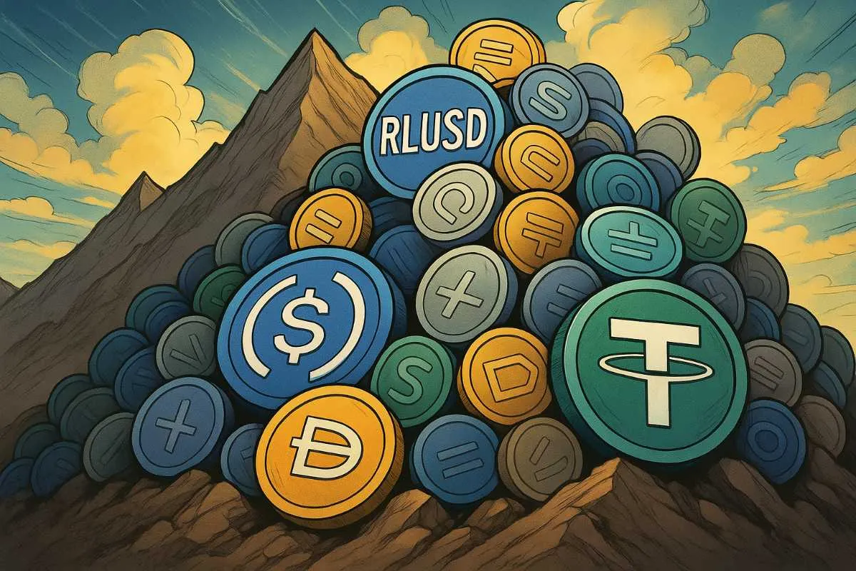 stablecoins RLUSD, USDT, USDC en DAI