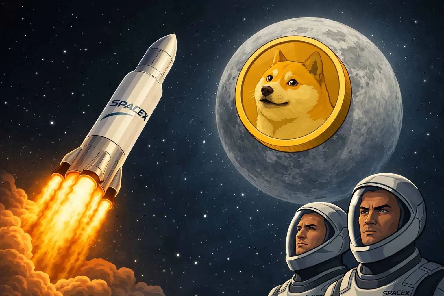 SpaceX Dogecoin naar de maan