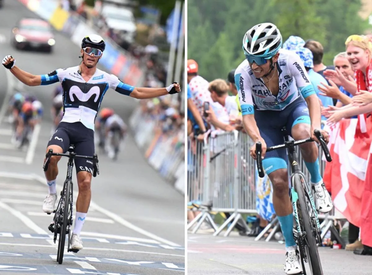 Javier Romo and Santiago Buitrago racing for Movistar and Bahrain - Victorious