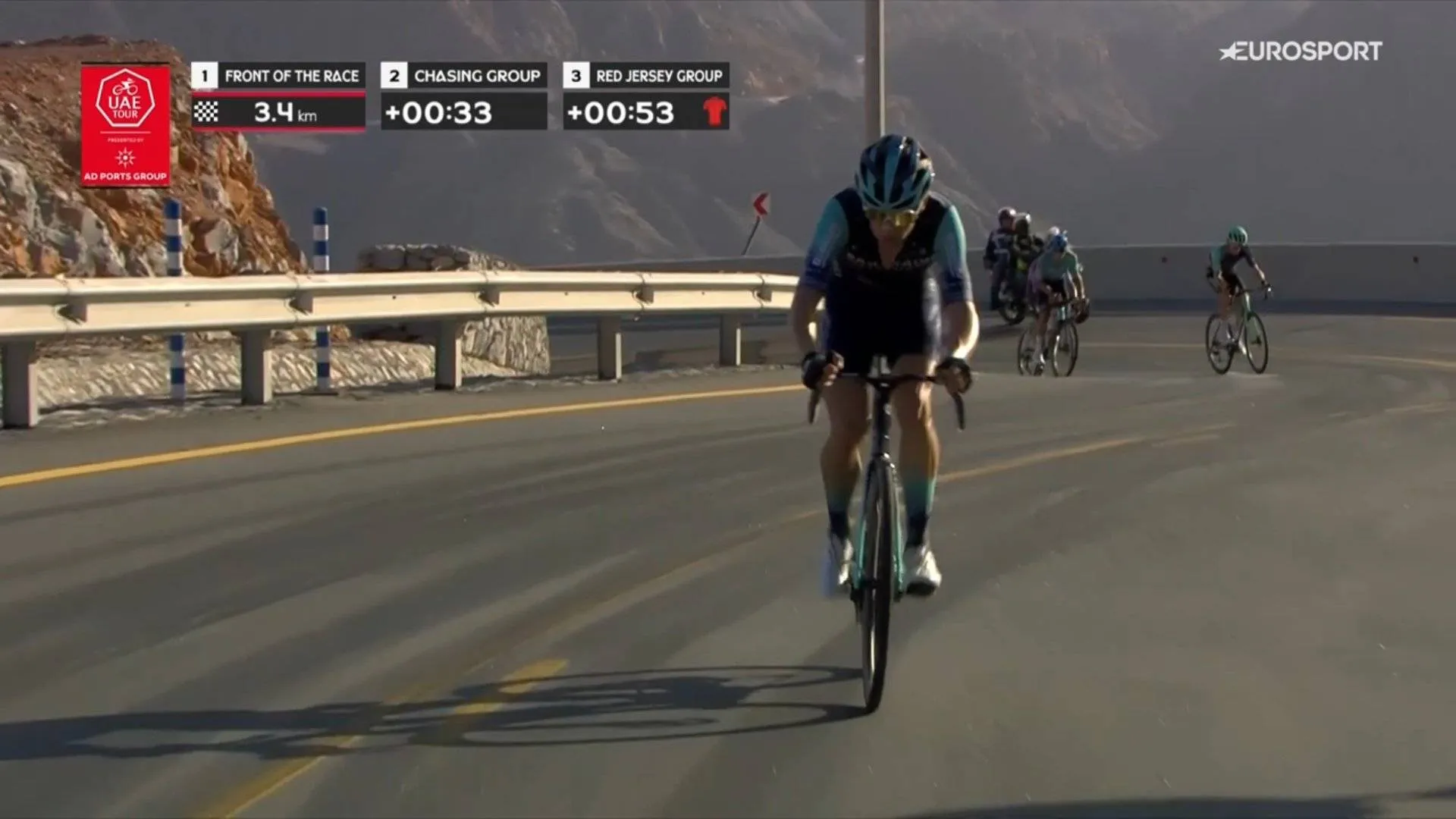 Antonio Tiberi climbing Jebel Mobrah at the 2026 UAE Tour