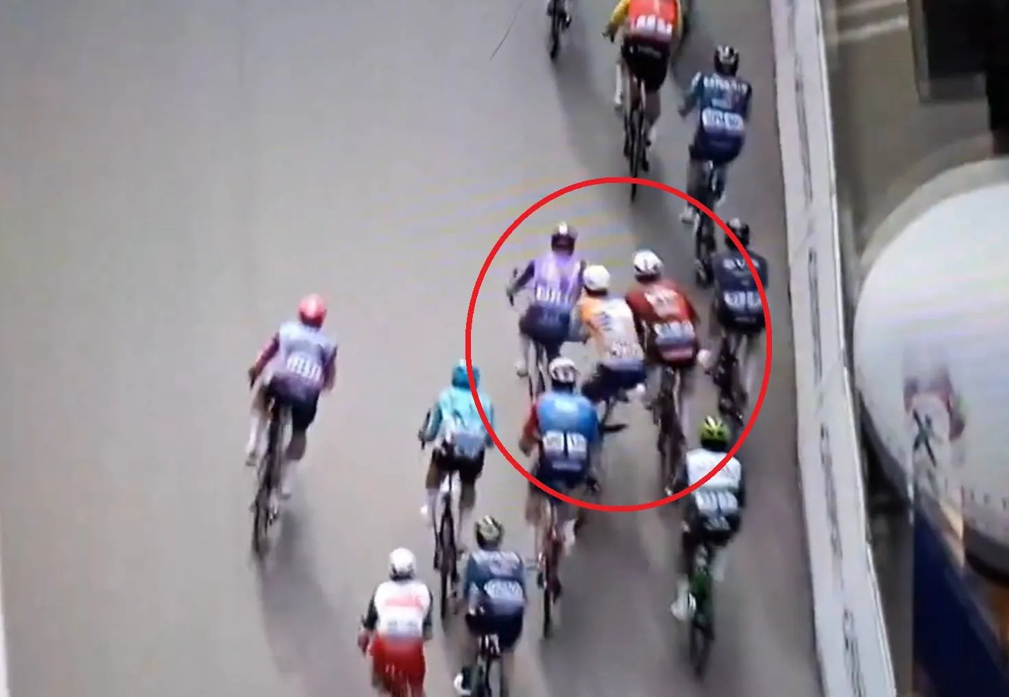 Arnaud De Lie bumping shoulders with Lewis Askey at the Clasica de Almeria 2026