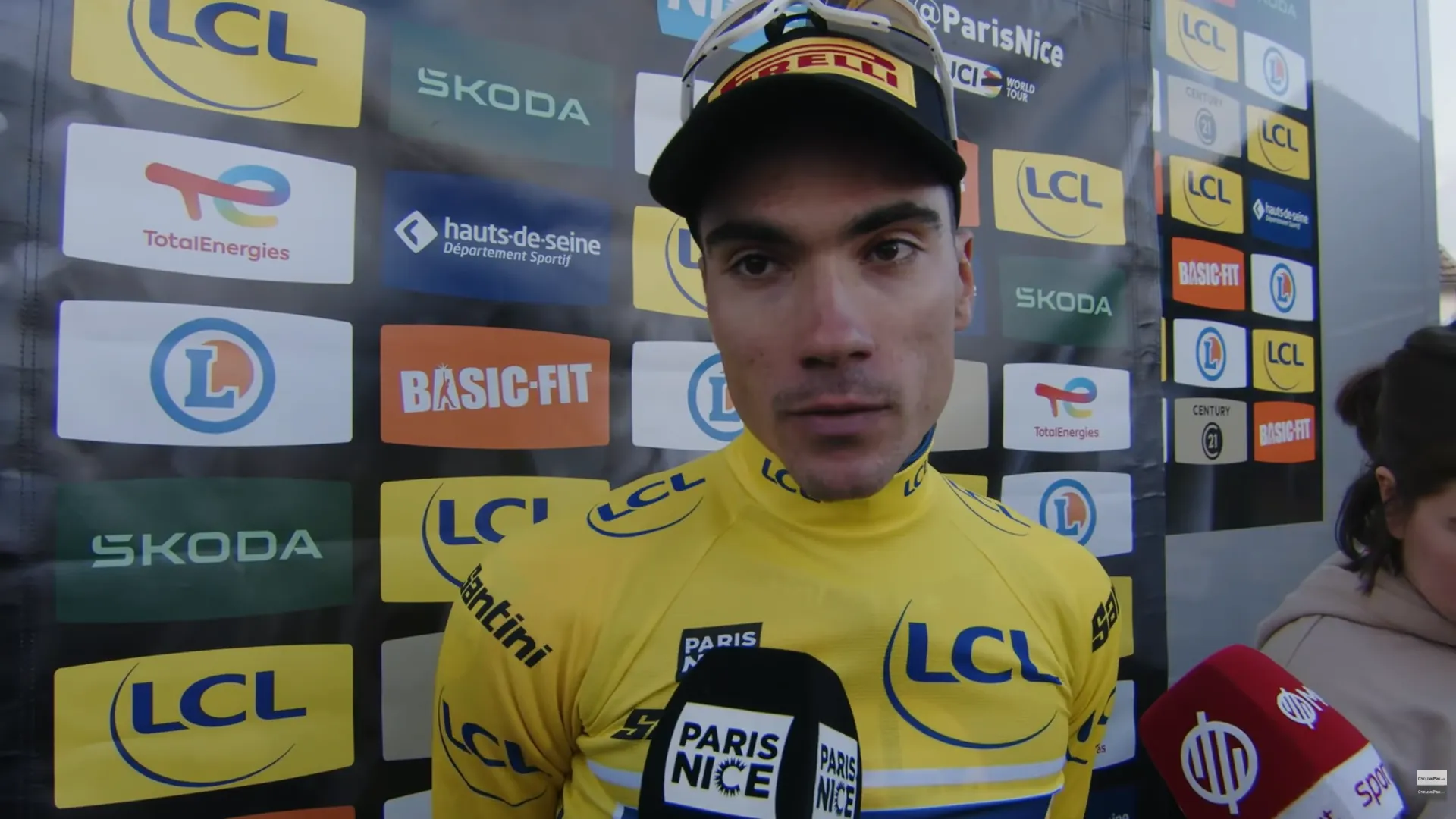 Juan Ayuso speaks to the media after stage 3 of Paris-Nice 2026