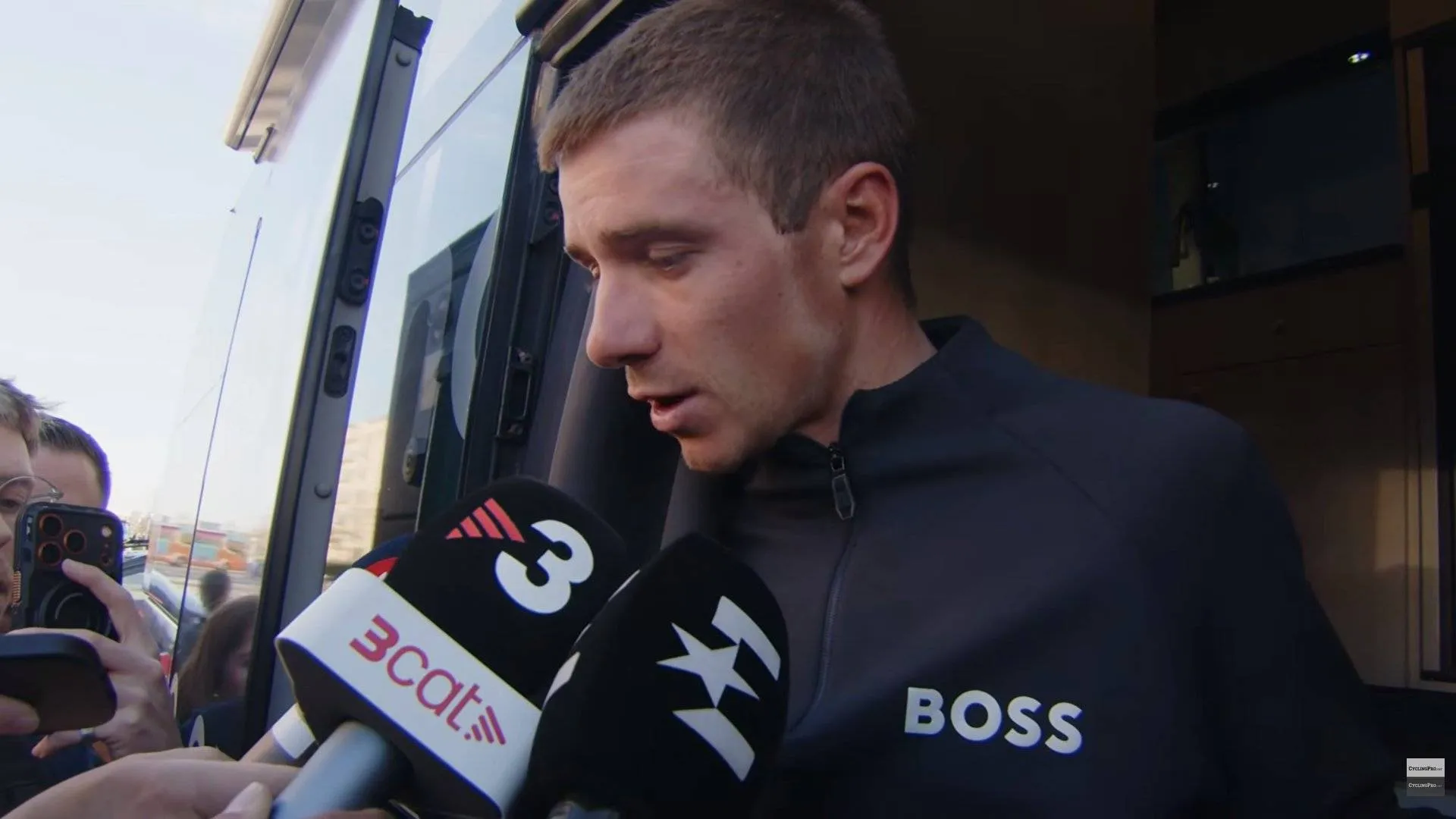 RemcoEvenepoel at the 2026 Volta a Catalunya following his crash on stage 3