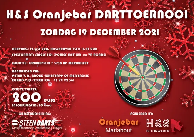HSOranjebar Darttoernooi 19dec21