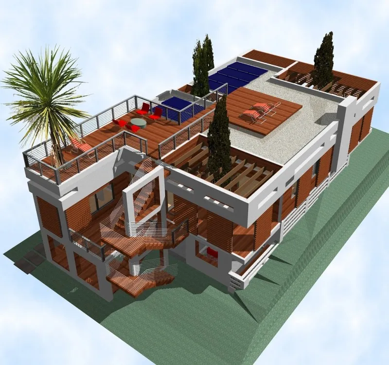 birds eye view of roofscape