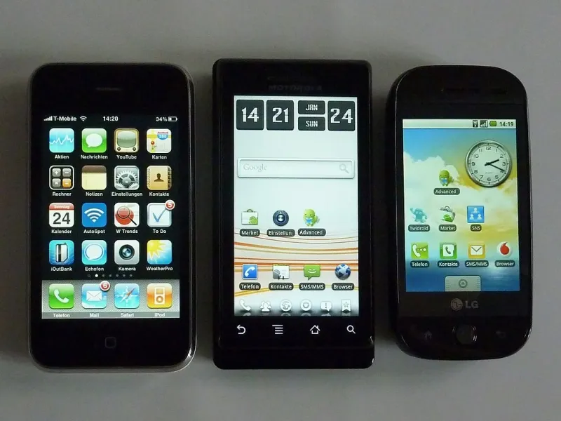 group of smartphones