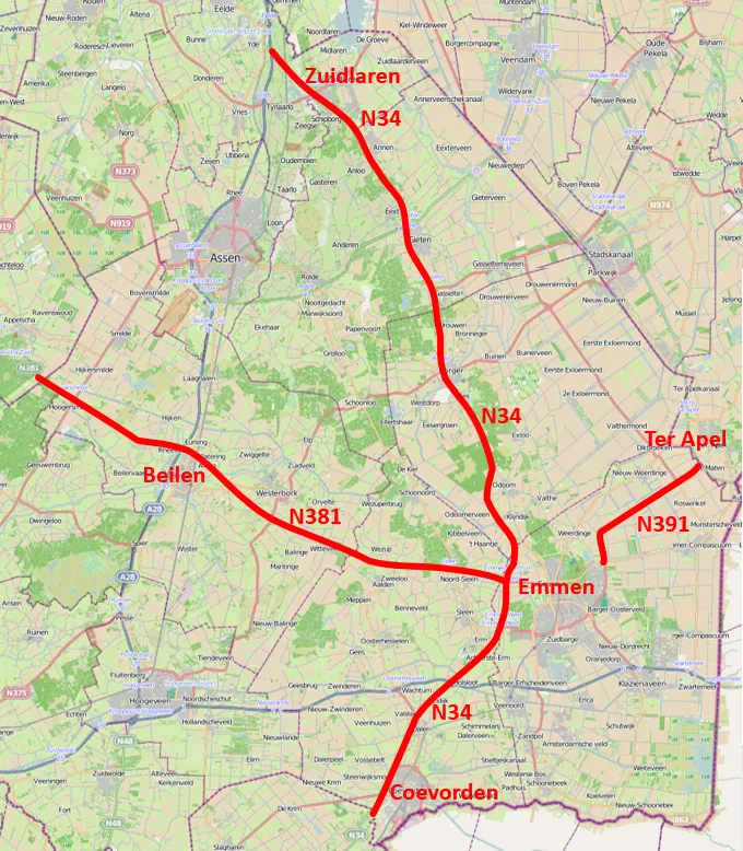 emmen-provincie-kaart-wegen2