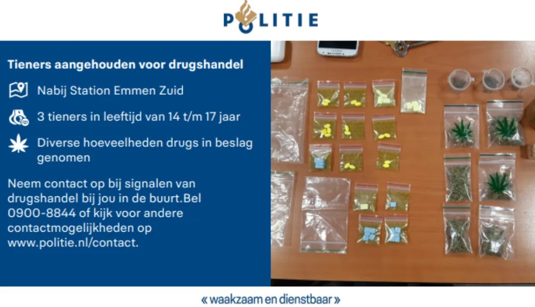 emmen-tieners-drugs-politie